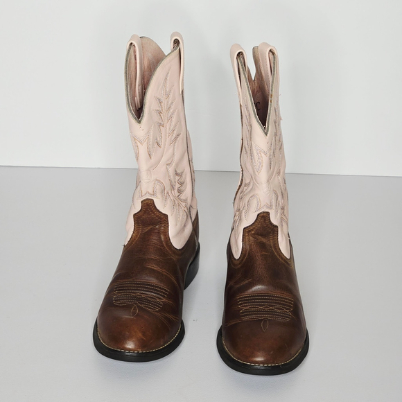 Ariat Pink Brown Women Heritage Stockman Distressed Western Boots 29420 Sz 7C - Picture 4 of 10